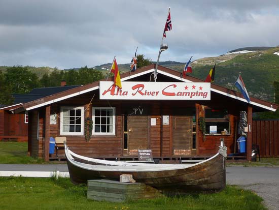 Den hyggelige campingplads vi lå på i byen Alta.