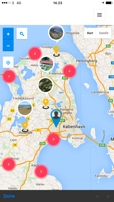 Viser campingpladser nær dig