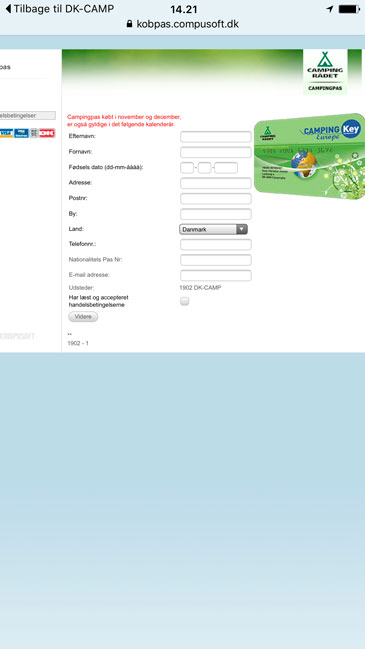 Bestil til Campingpas