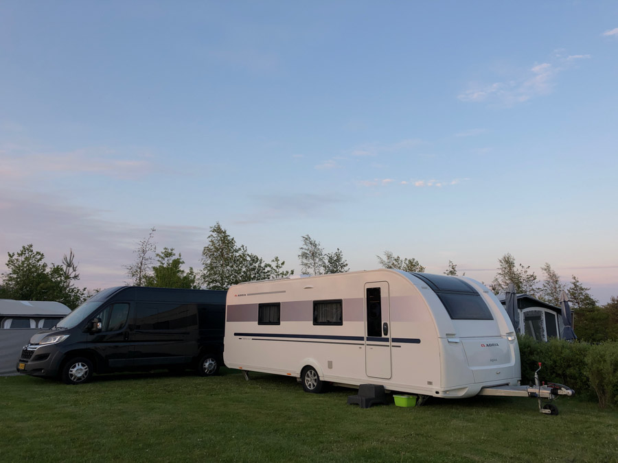 Vores første stop uden tilslutning til 230V – Hasmark Strand Camping.